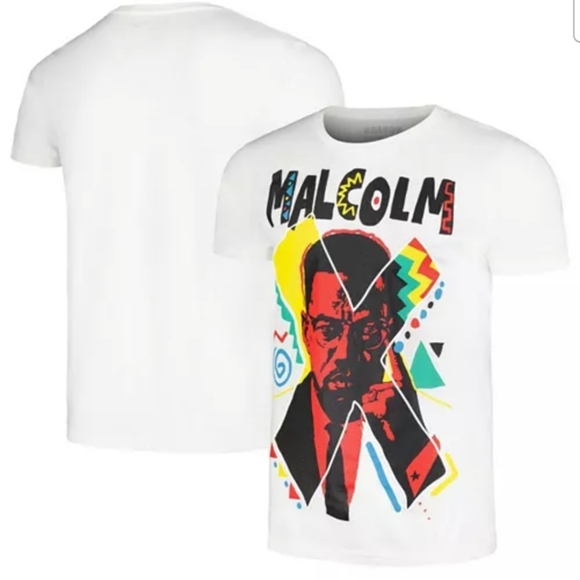 Reason Other - Men's Malcolm X White Graphic T-Shirt with Colorful Design